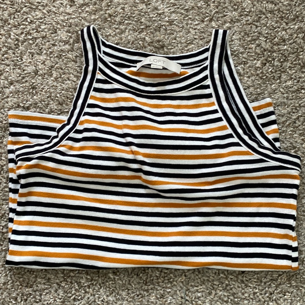 High neck striped tank